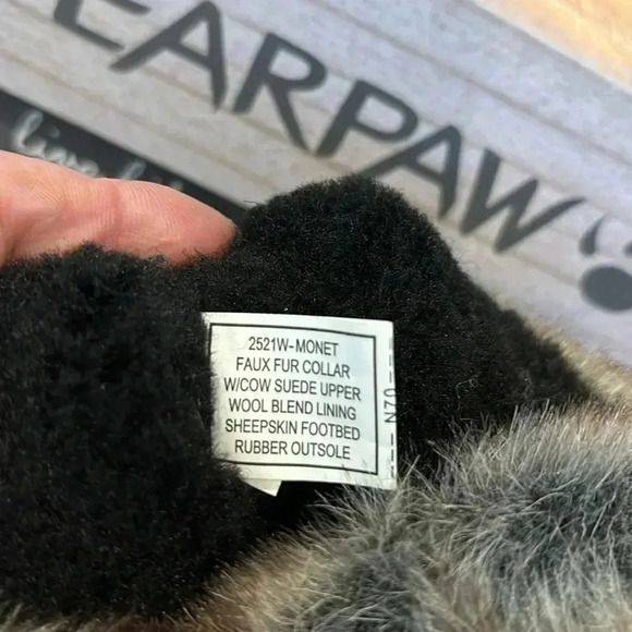 BEARPAW Monet Cow suede,wool blend,sheepskin Never wet,faux fur collar Moc boot - Picture 12 of 16